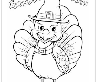 Gobble Turkey Thanksgiving Coloring Page