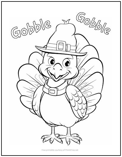 Gobble Turkey Thanksgiving Coloring Page