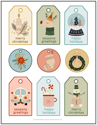 Retro Christmas Gift Tags