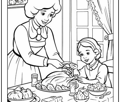 Thanksgiving Dinner Coloring Page