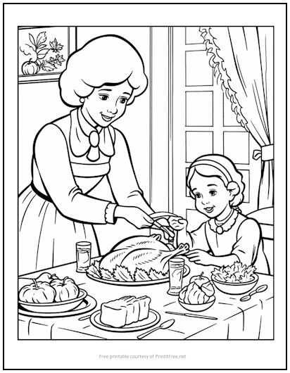 Thanksgiving Dinner Coloring Page