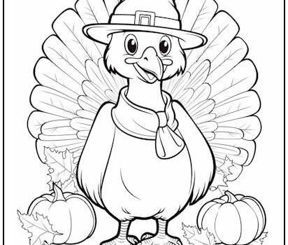 Happy Turkey Thanksgiving Coloring Page