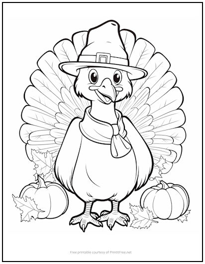 Happy Turkey Thanksgiving Coloring Page