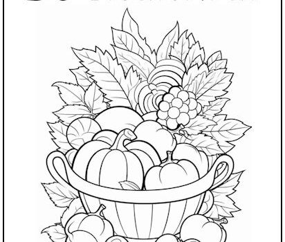 Be Thankful Fall Harvest Coloring Page