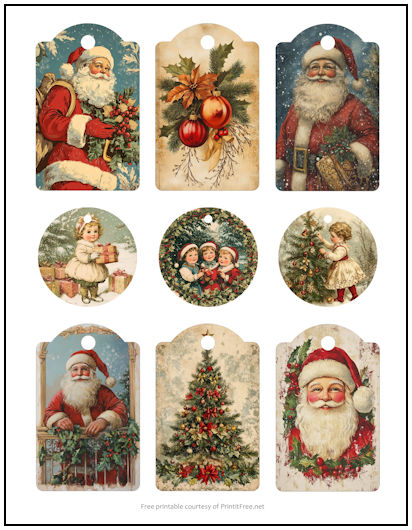 Victorian Santa Christmas Gift Tags