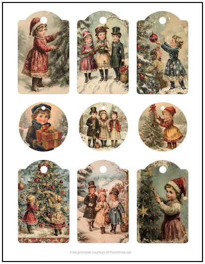 Victorian Kids Christmas Gift Tags