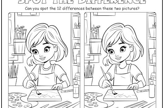 Artist Girl Spot the Difference Picture Puzzle