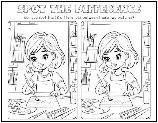 Artist Girl Spot the Difference Picture Puzzle