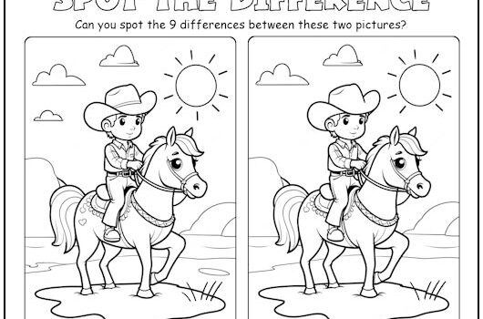 Cowboy and Horse Spot the Difference Picture Puzzle