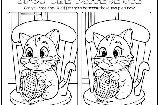 Kitten with Yarn Spot the Difference Picture Puzzle