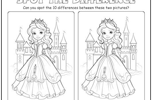 Princess and Castle Spot the Difference Picture Puzzle