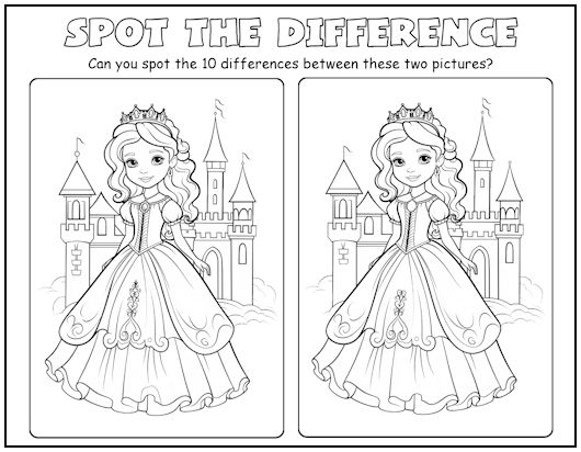 Princess and Castle Spot the Difference Picture Puzzle