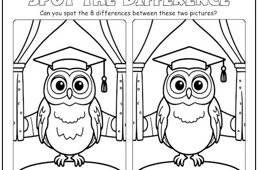 Scholarly Owl Spot the Difference Picture Puzzle