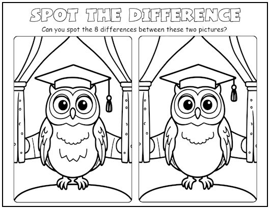 Scholarly Owl Spot the Difference Picture Puzzle