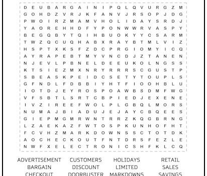 Black Friday Word Search Puzzle