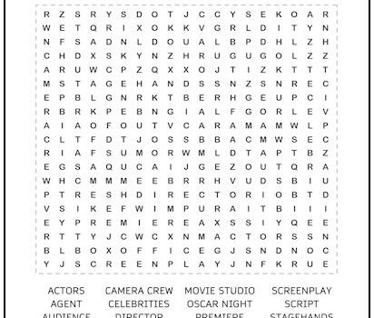 Hollywood Word Search Puzzle