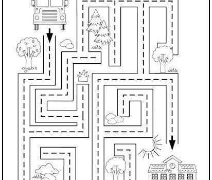 School Bus and Schoolhouse Maze