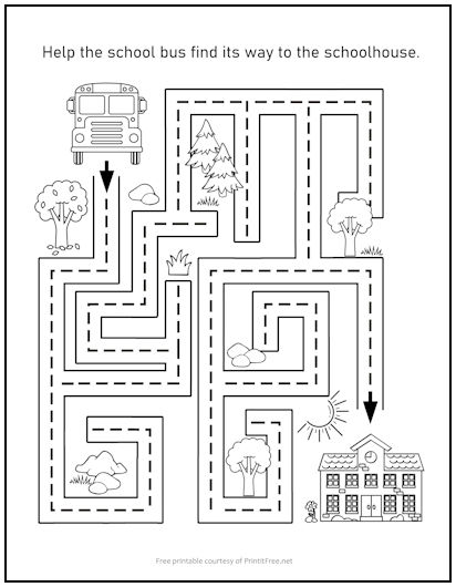 School Bus and Schoolhouse Maze