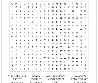 Michelangelo Word Search Puzzle