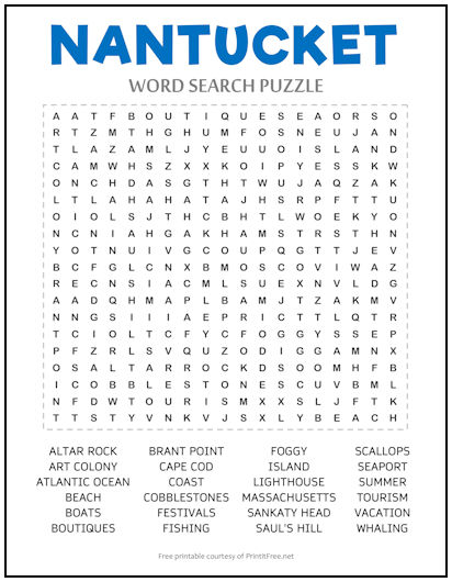 Nantucket Word Search Puzzle